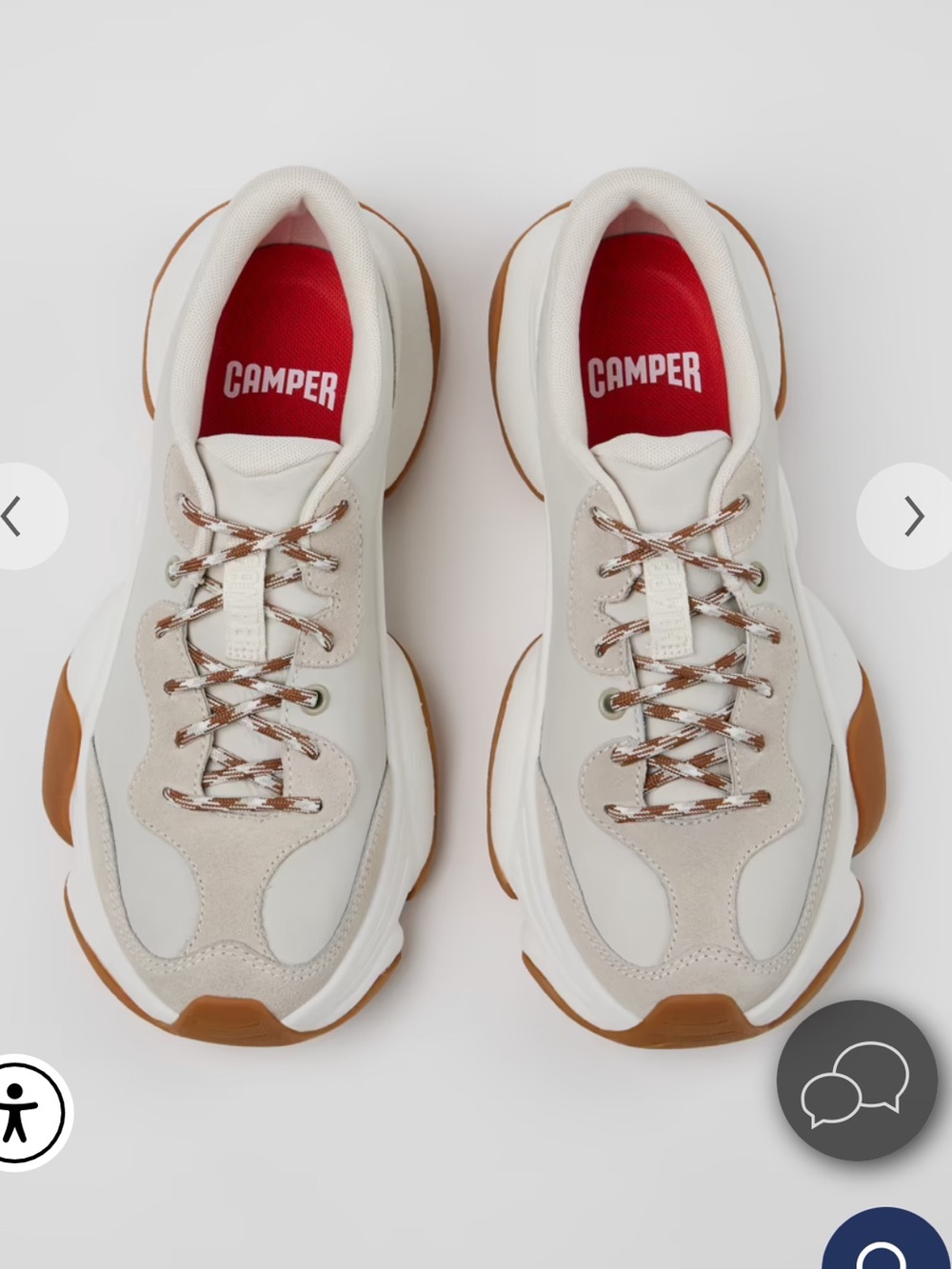 Camper Women's Karst 2 White and Brown Suede-Trim Sneakers